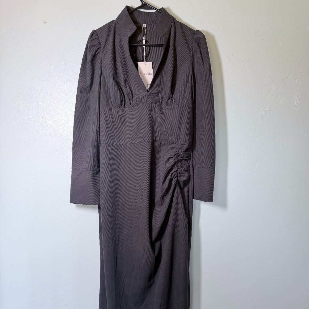 NWT Modesees Women's Dress Size M in lightweight corduroy fabric gray